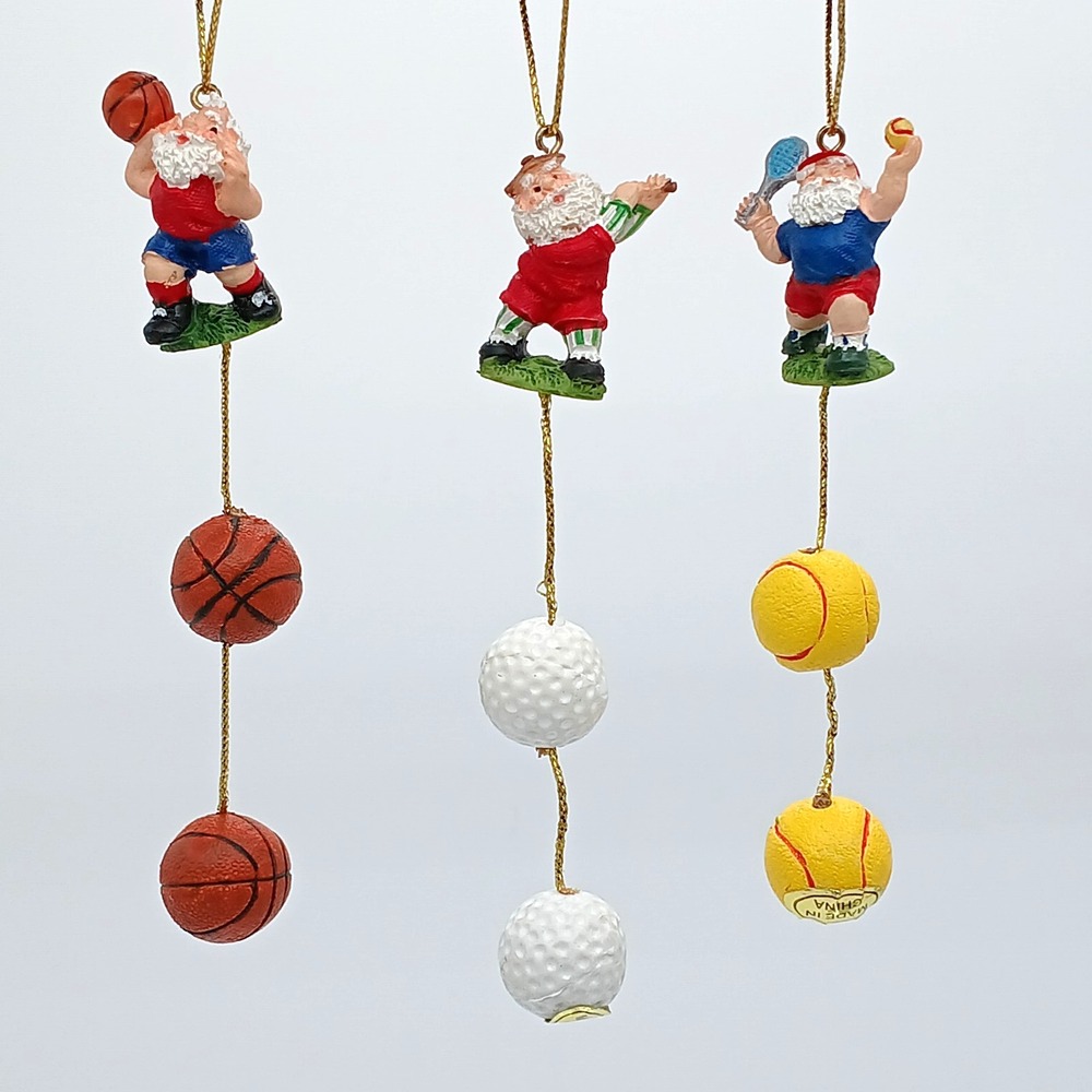 Santa Claus Playing Sports Christmas Ornaments - Basketball, Golf, Tennis